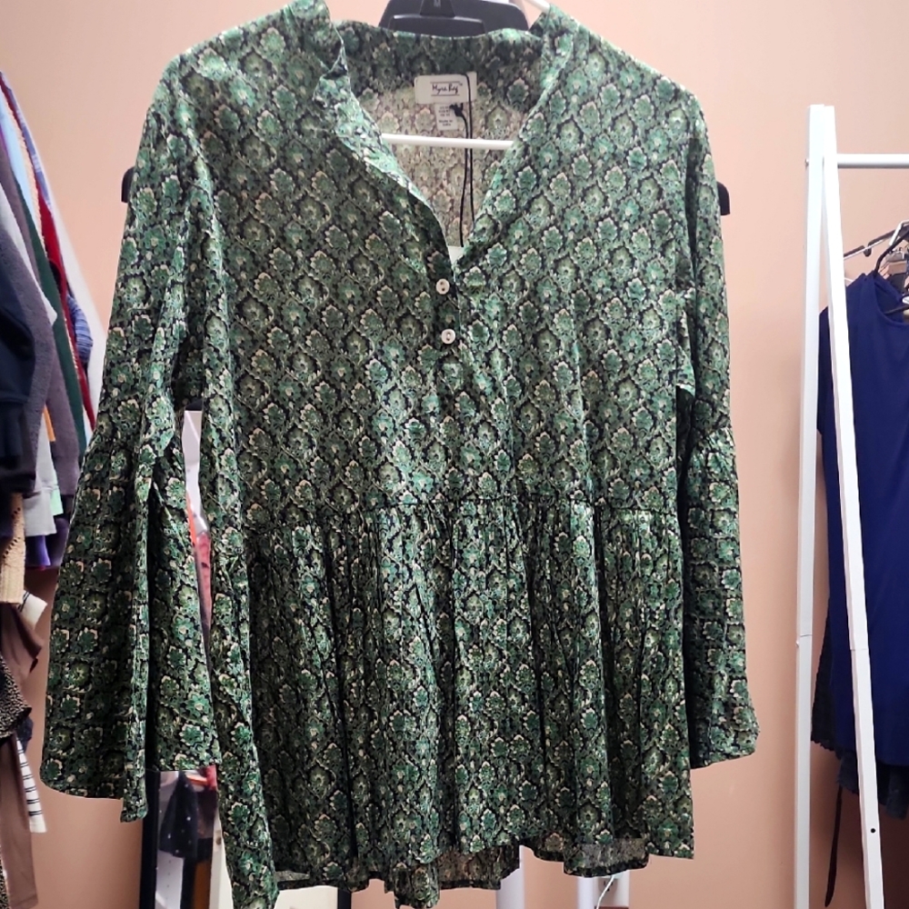 Green Patterned Women's Top